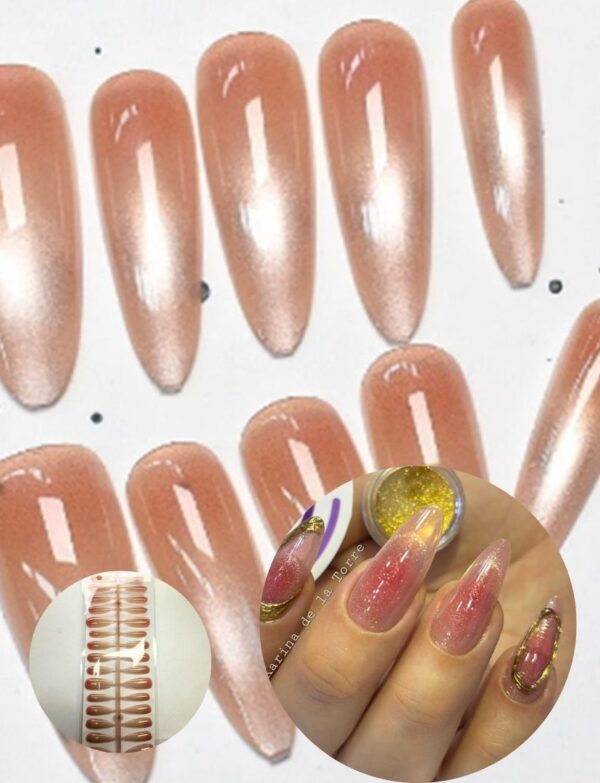 SOFT GEL TIPS OJO DE GATO SILVER & NUDE #1